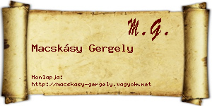 Macskásy Gergely névjegykártya
