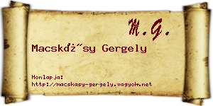 Macskásy Gergely névjegykártya